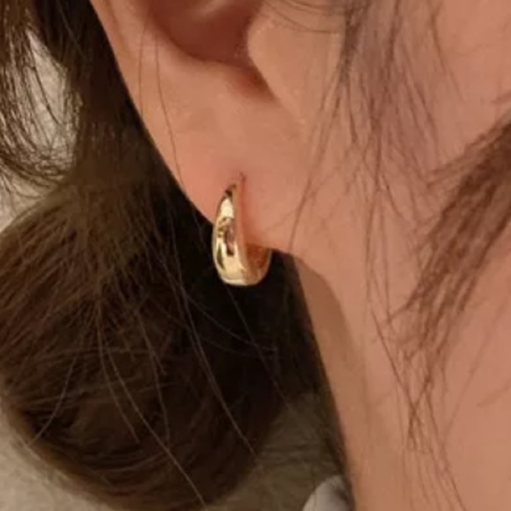 New Yellow Gold Plated Needle Hoop Earrings
